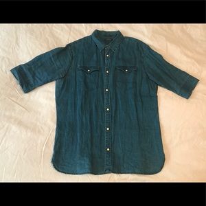 All Saints Denim Western Linen Shirt sz Medium
